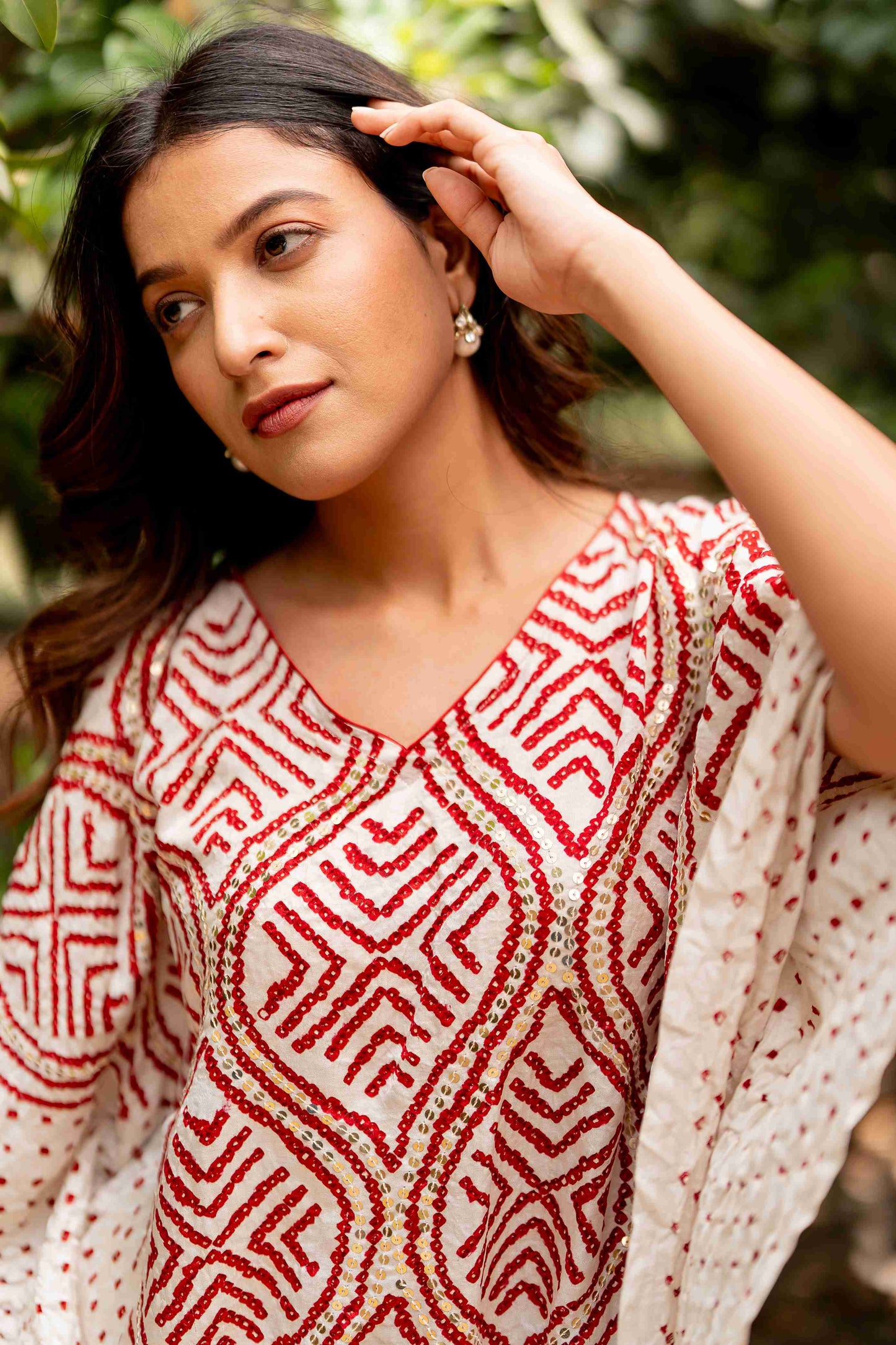 Wave Kaftan Set- White