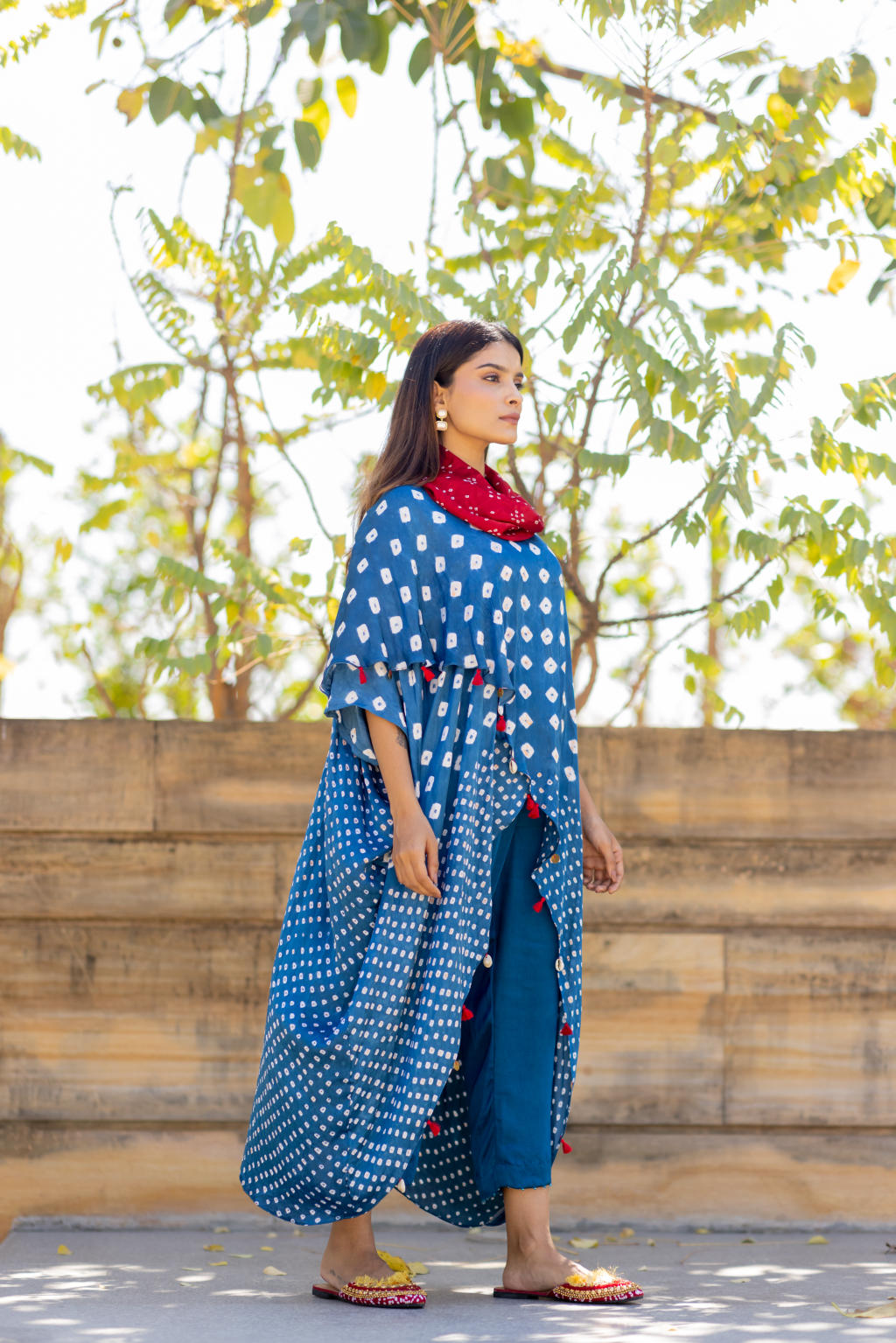 Blue Overlap Cowl Top