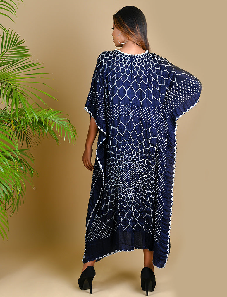 Three Flowers Kaftan-Indigo