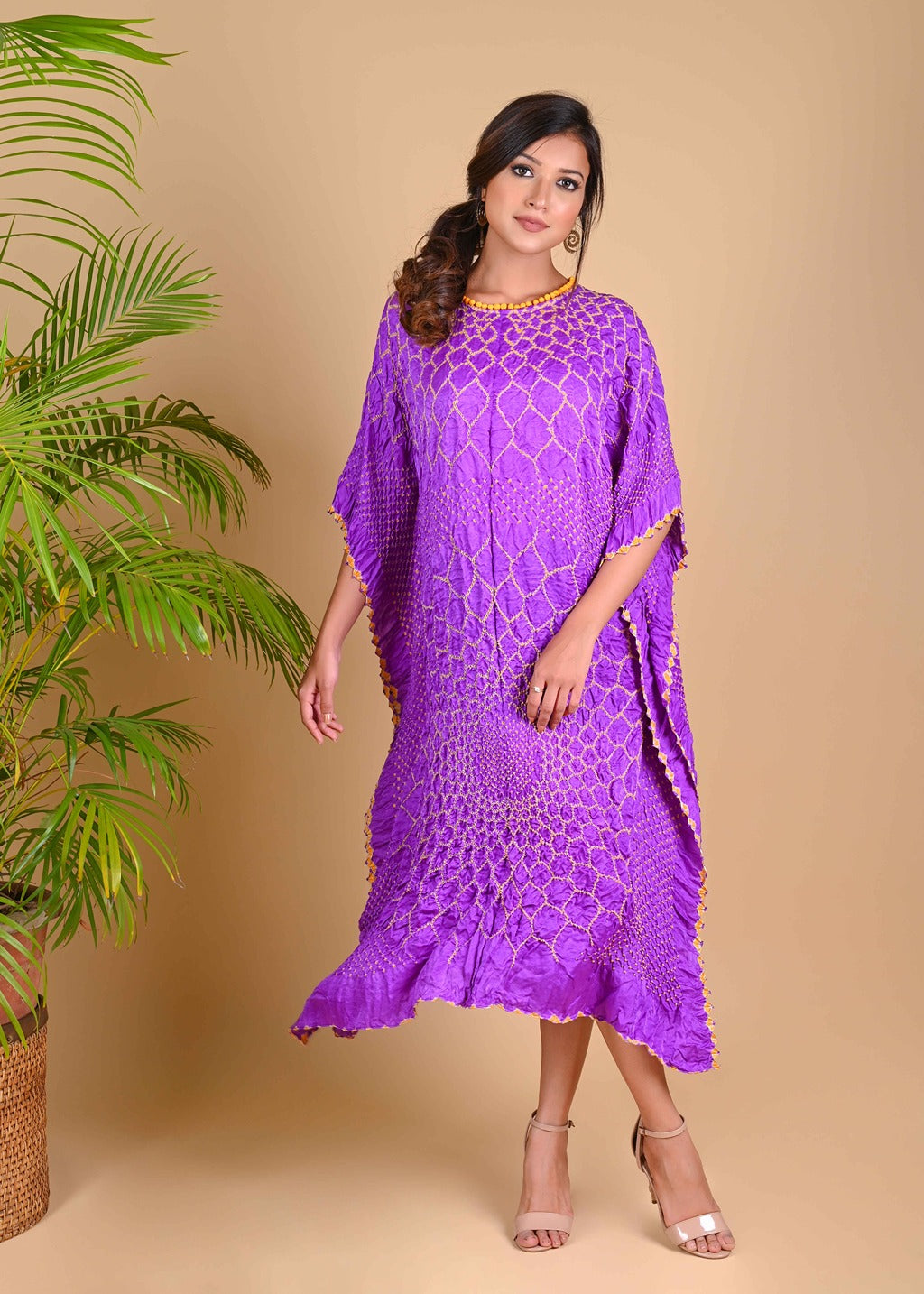 Three Flowers Kaftan-Lavender