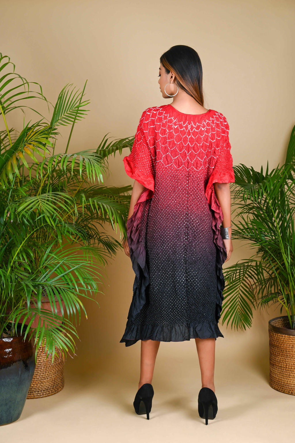Sunflower Kaftan-Black & Red Shaded
