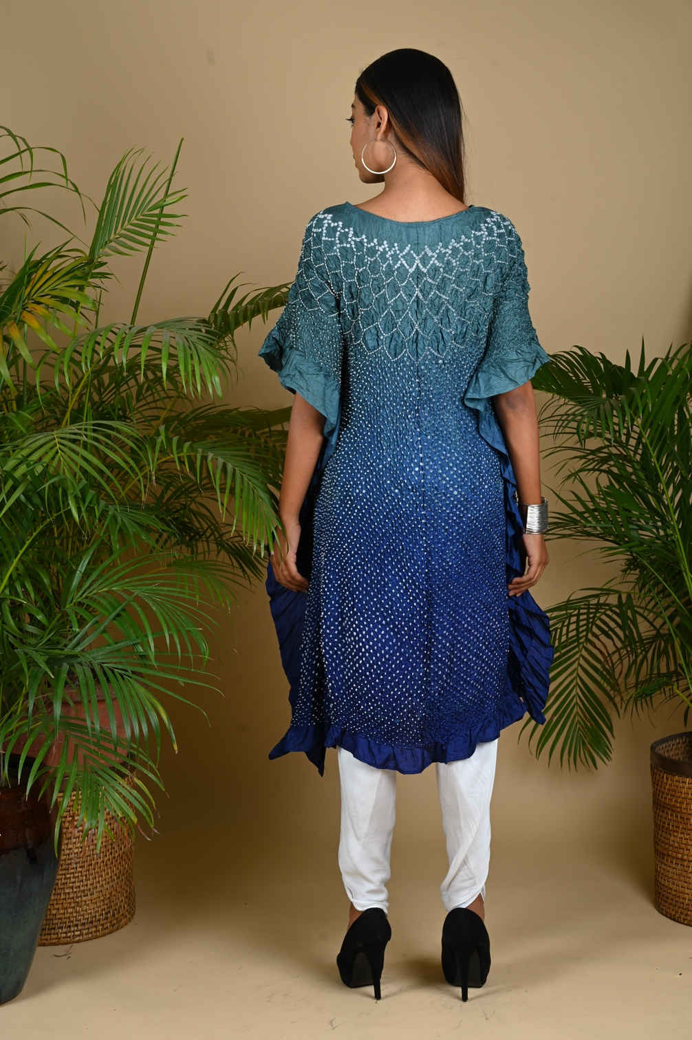Sunflower Kaftan-Grey & Indigo Blue Shaded