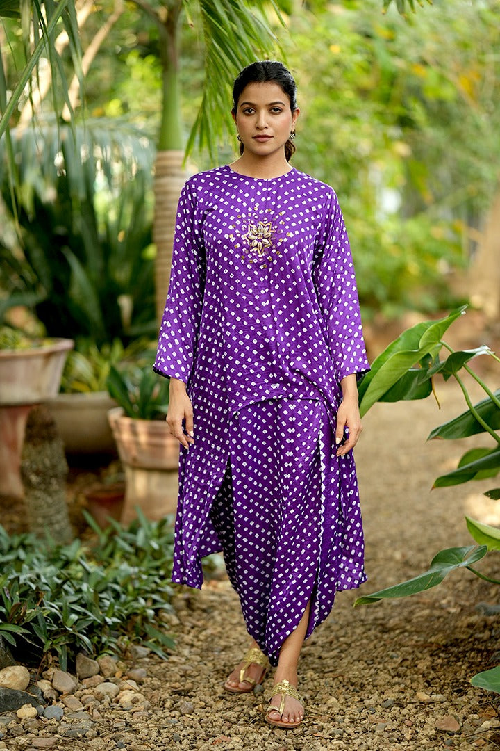 Asymmetrical Overlap Dhoti Set