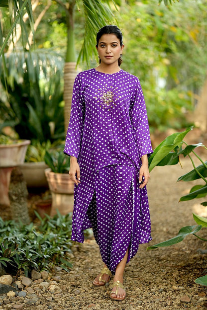 Asymmetrical Overlap Dhoti Set