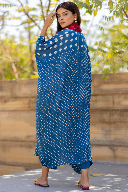 Blue Overlap Cowl Top