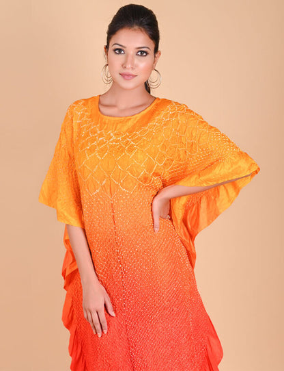 Sunflower Kaftan-Yellow to Orange Shaded